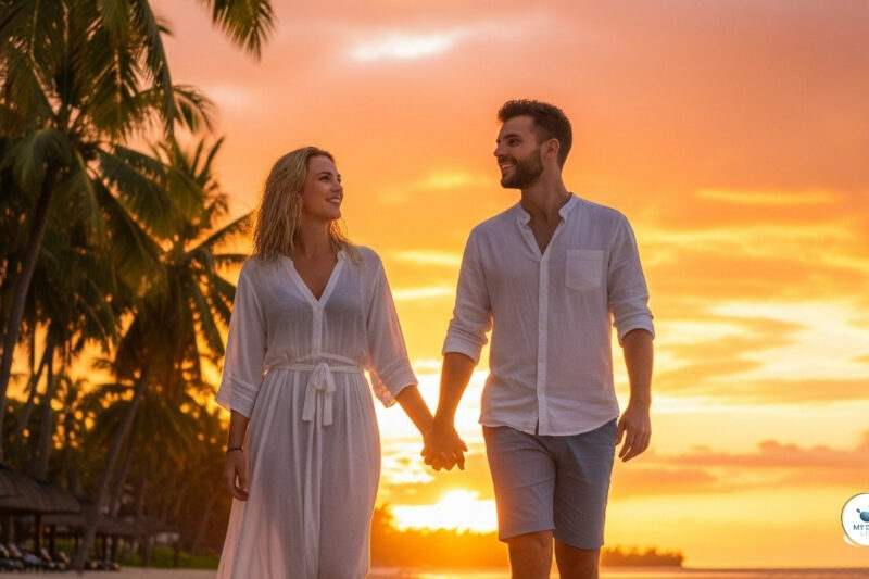 Un couple sur la plage de Maurice