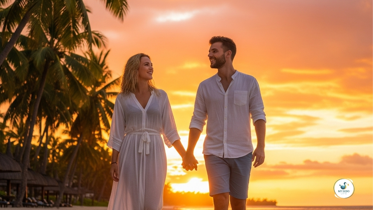 Un couple sur la plage de Maurice